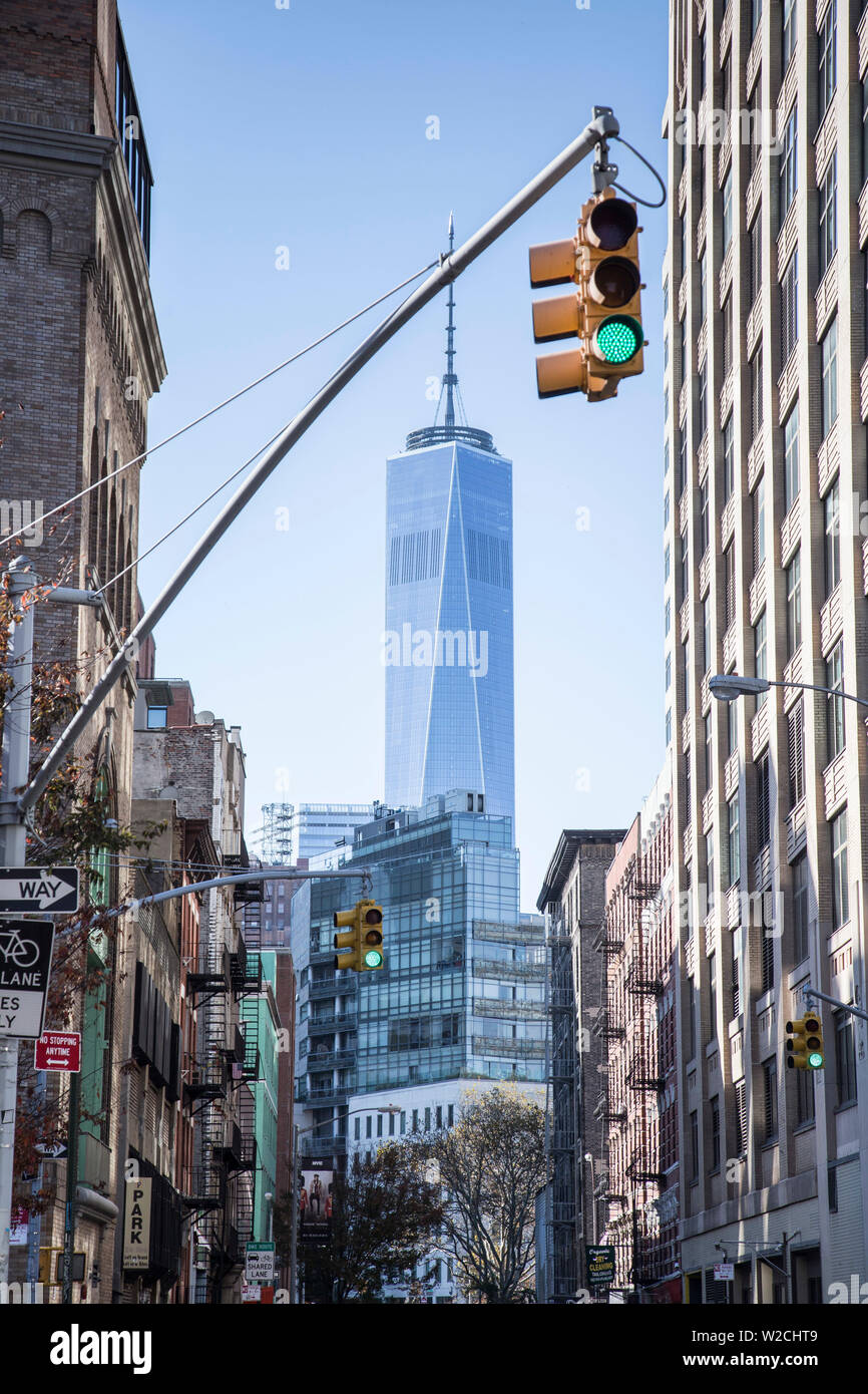One World Trade Center from Soho, New York City, New York, USA Stock Photo