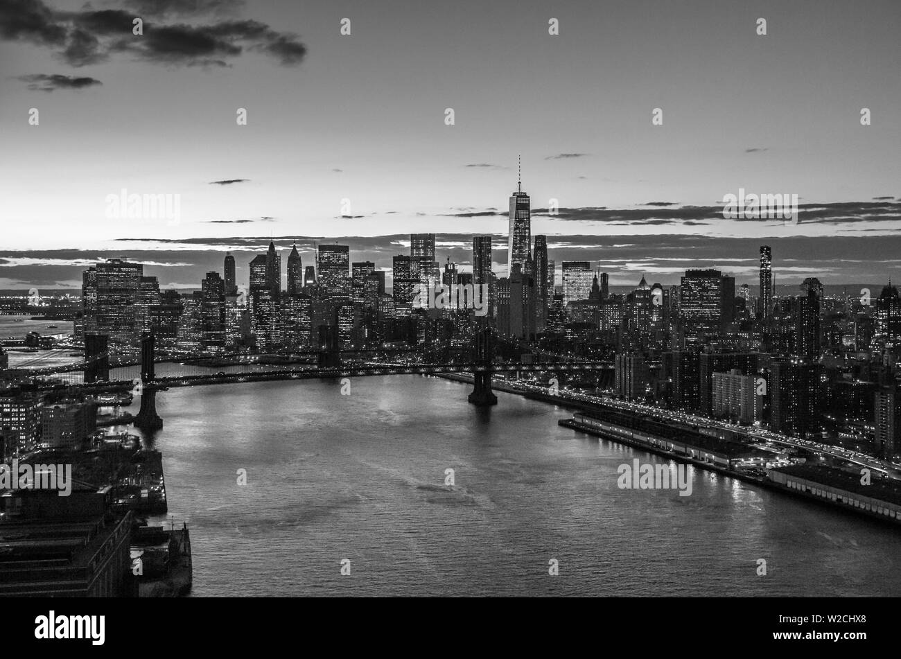 Mahattan Bridge, East River and Lower Manhattan, New York City, New York, USA Stock Photo