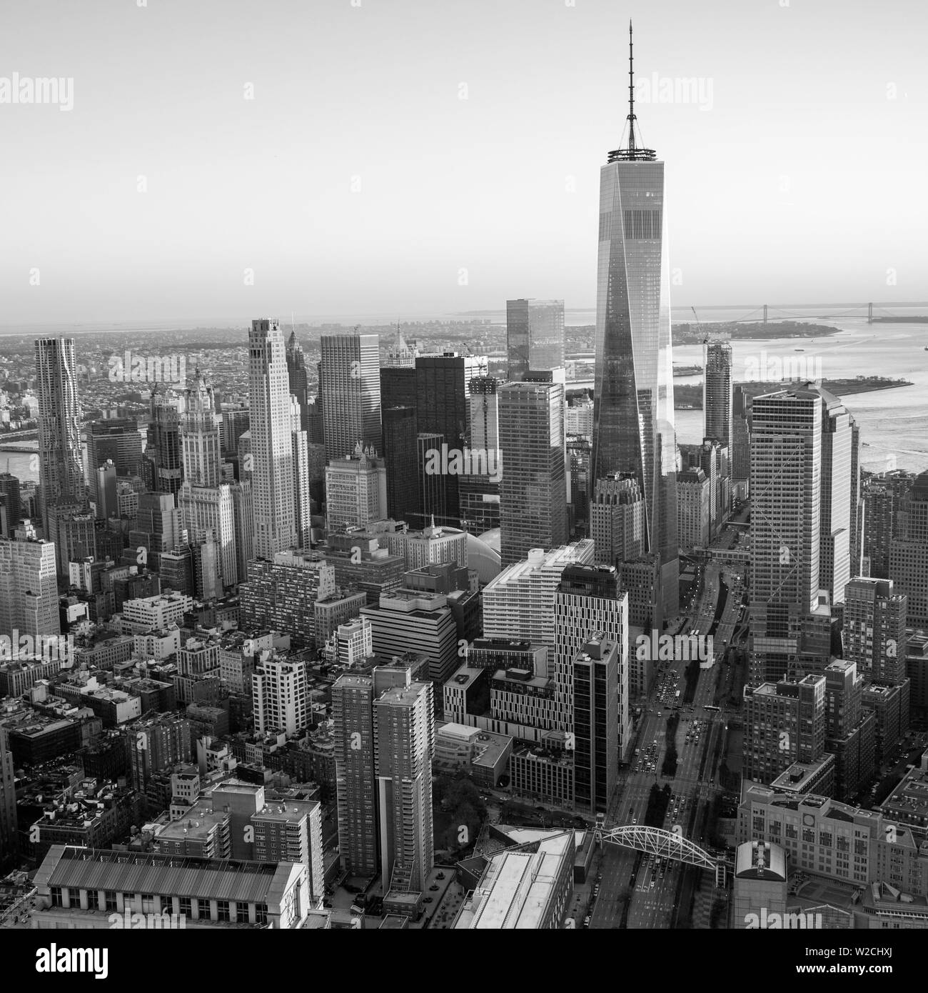 One World Trade Center & Lower Manhattan, New York City, New York, USA Stock Photo