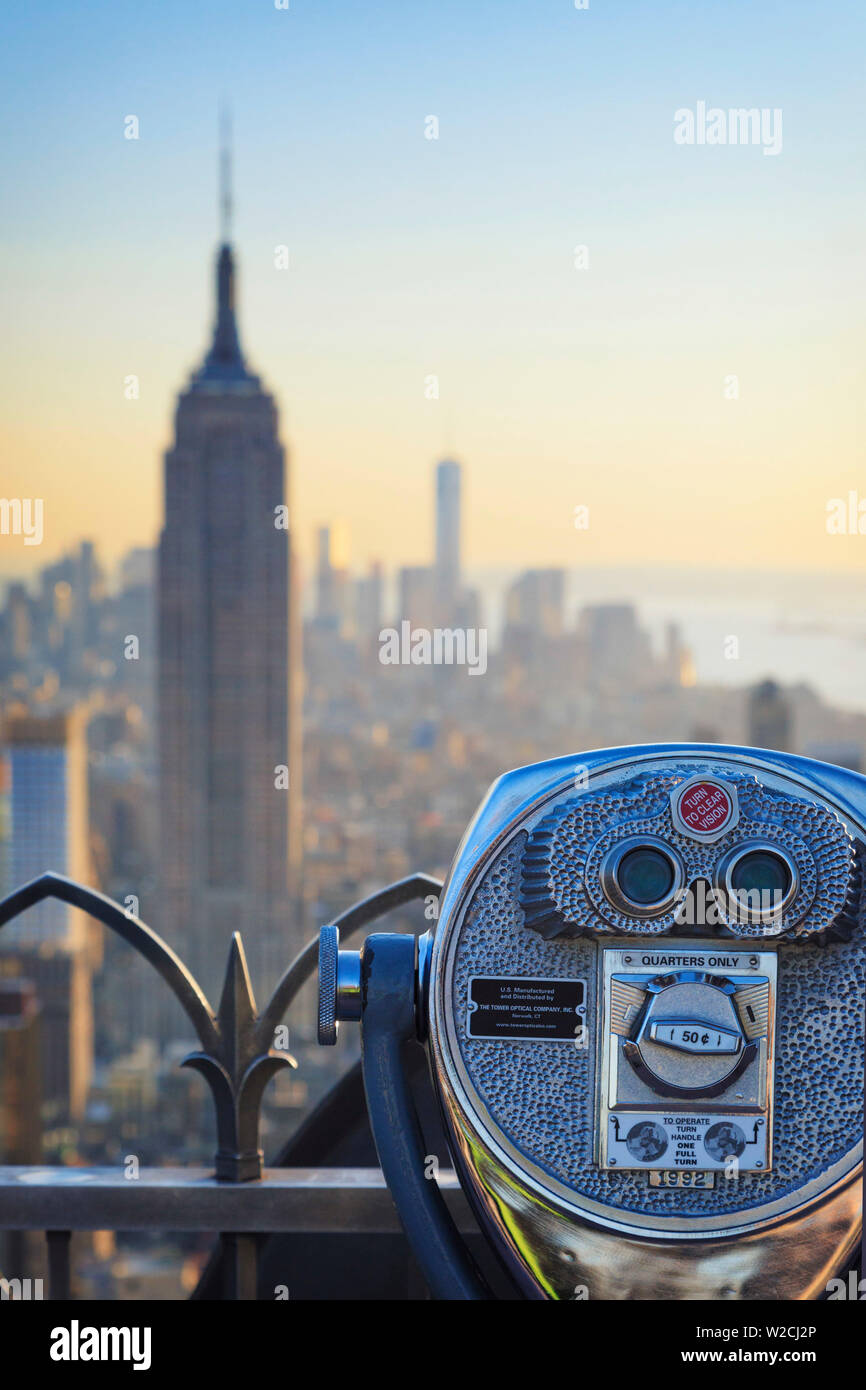 USA, New York, Manhattan, Top of the Rock Observatory, Midtown Manhattan and Empire State Building Stock Photo