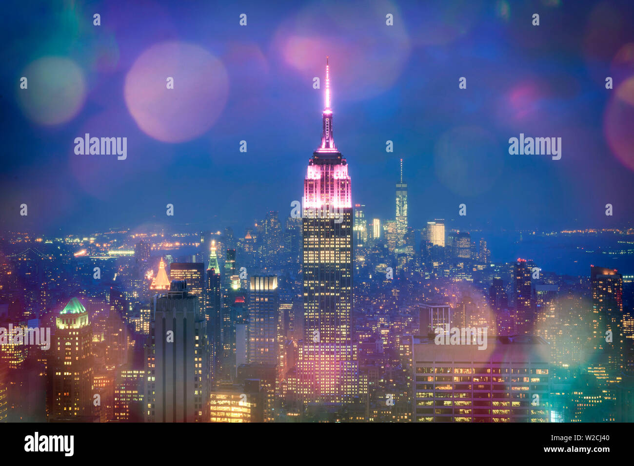 USA, New York, New York City, Empire State Building and Midtown Manhattan Skyline Stock Photo