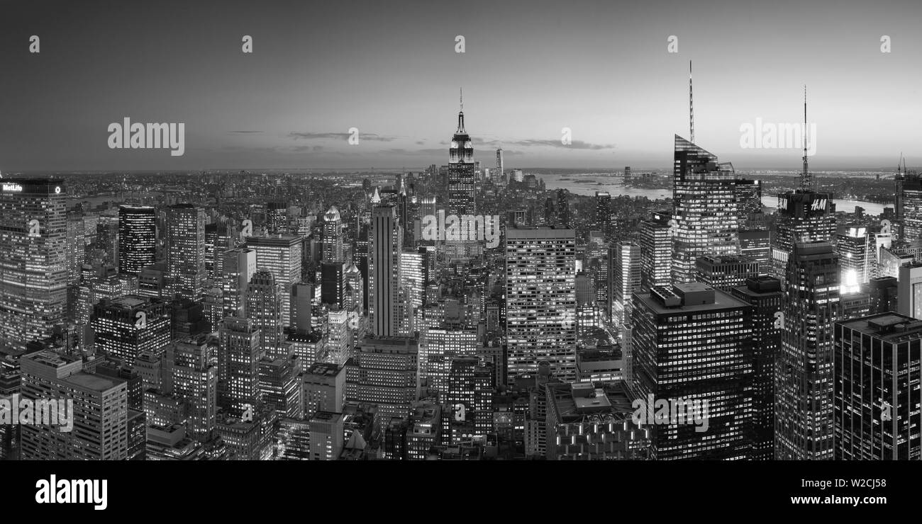 USA, New York, Manhattan, Top of the Rock Observatory, Midtown Manhattan and Empire State Building Stock Photo