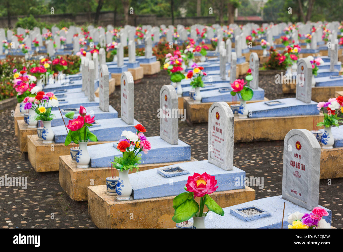 Vietnam, DMZ Area, Quang Tri Province, Cam Lo, North Vietnamese Military cemetery Stock Photo