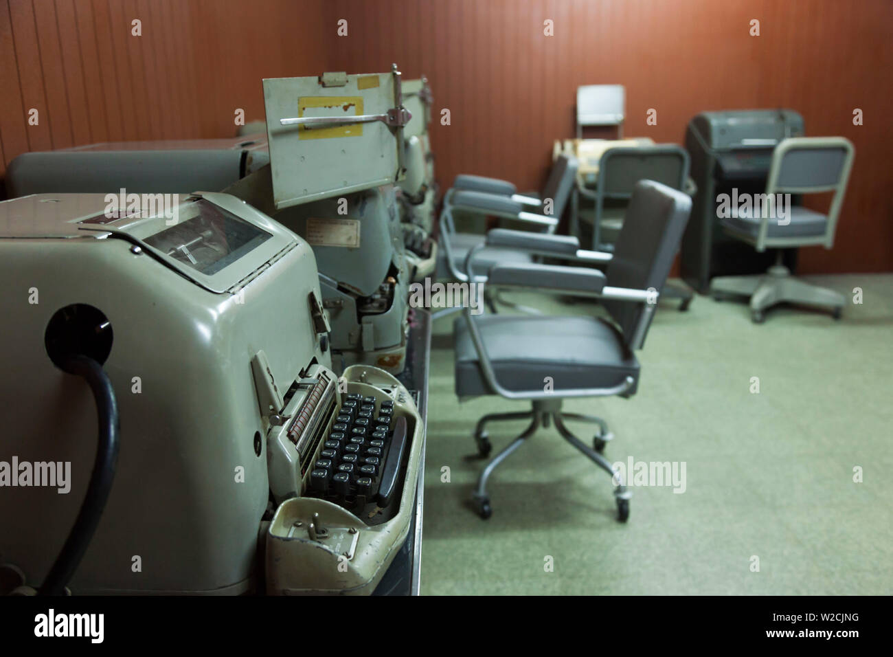 Vietnam, Ho Chi Minh City, Reunification Palace, former seat of South Vietnamese Government, underground bunker, radios and communications equipment Stock Photo