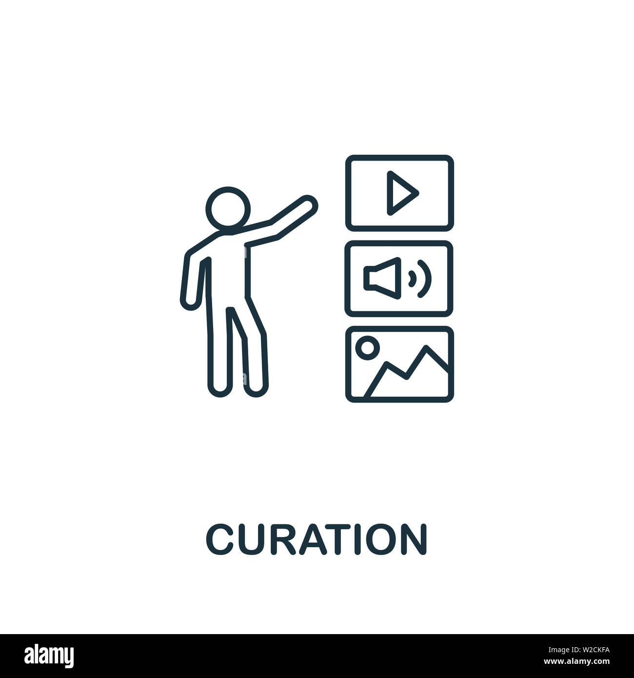 Curation outline icon. Thin line concept element from content icons ...