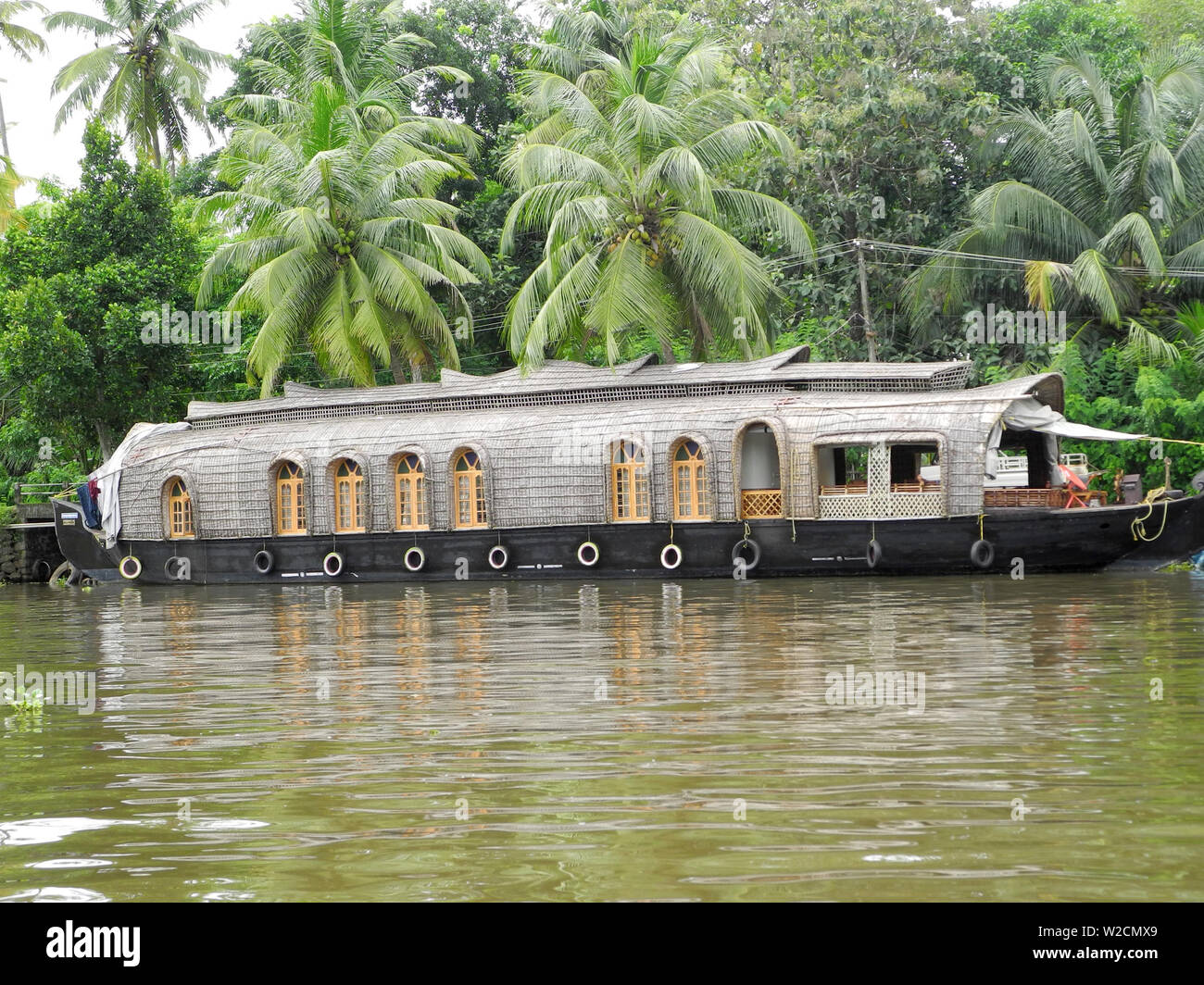 Houseboat parked in Kerala Kochi Stock Photo