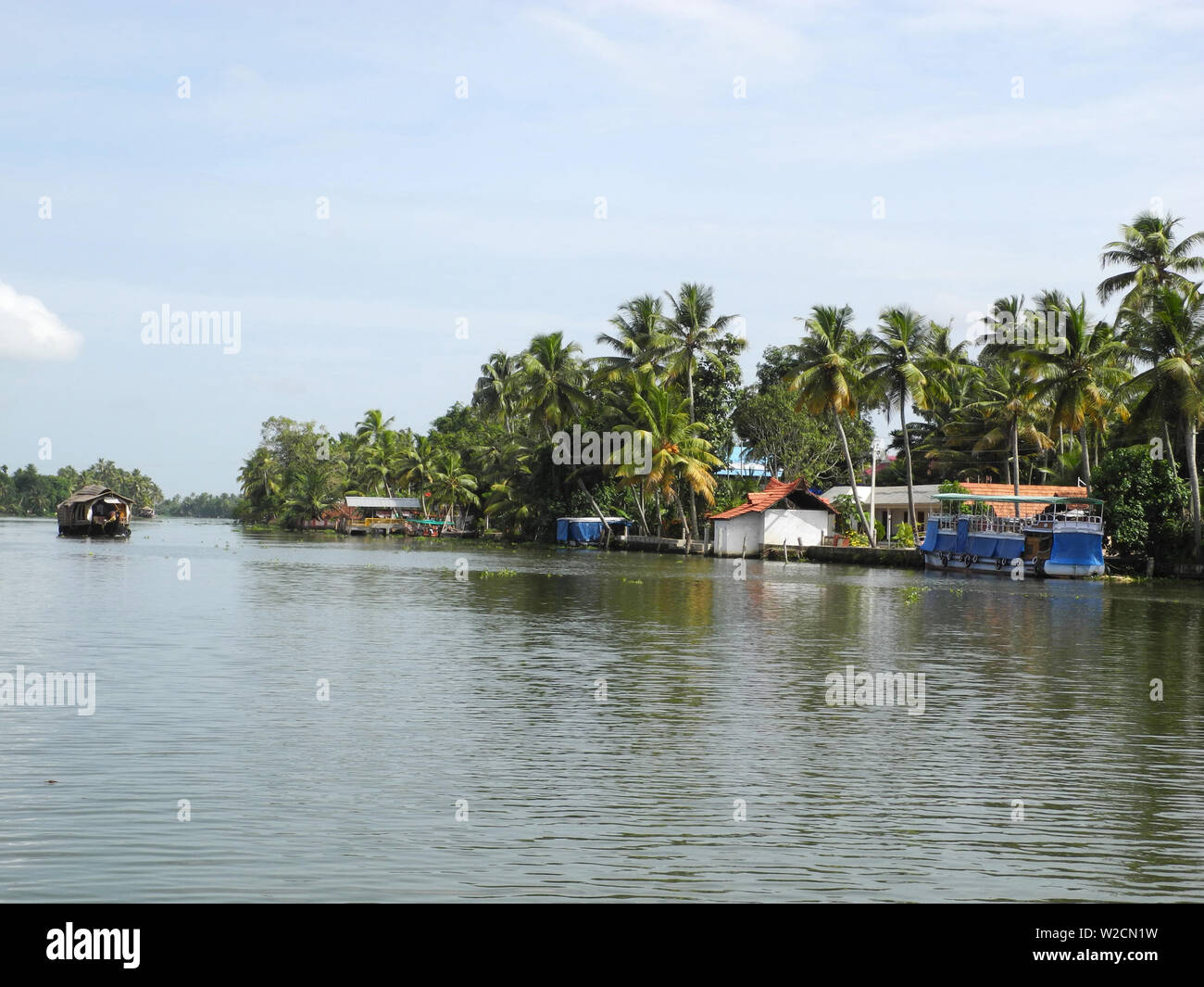 Houseboat on backwaters in Kerala Kochi Stock Photo