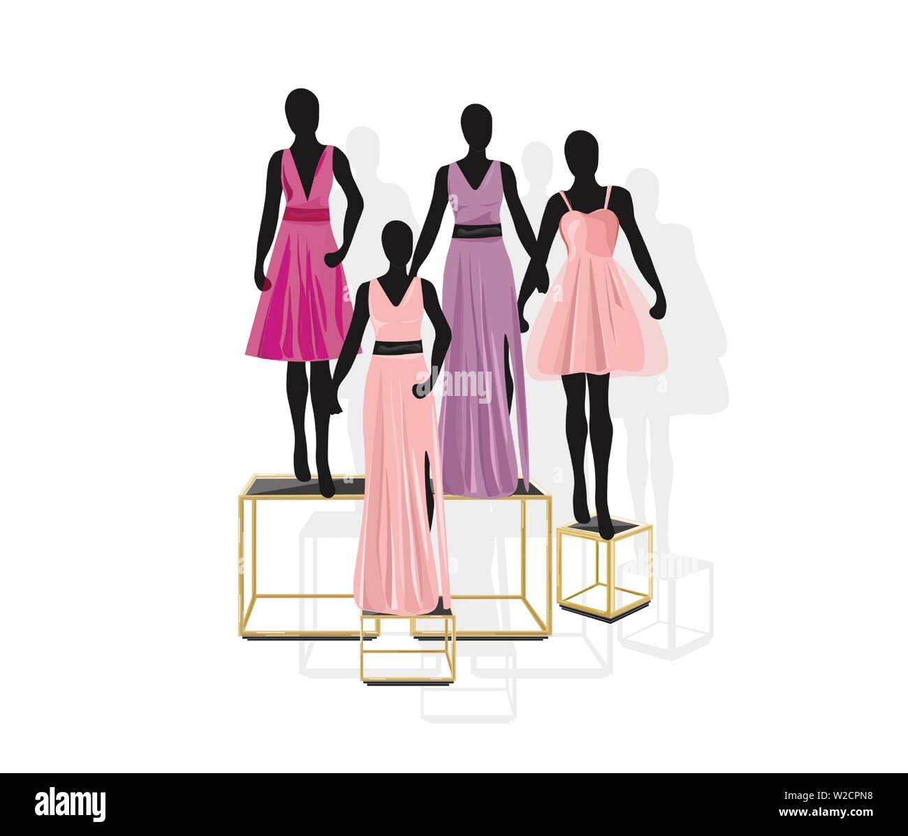 Mannequin Fashion dresses Vector illustration. Shopping concept front view Stock Vector