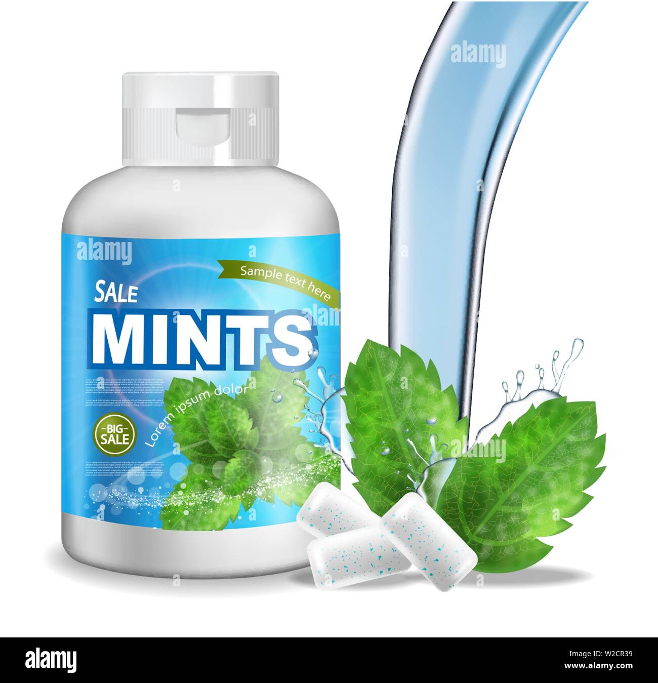 Chewing gum Vector realistic. Product placement detailed label design