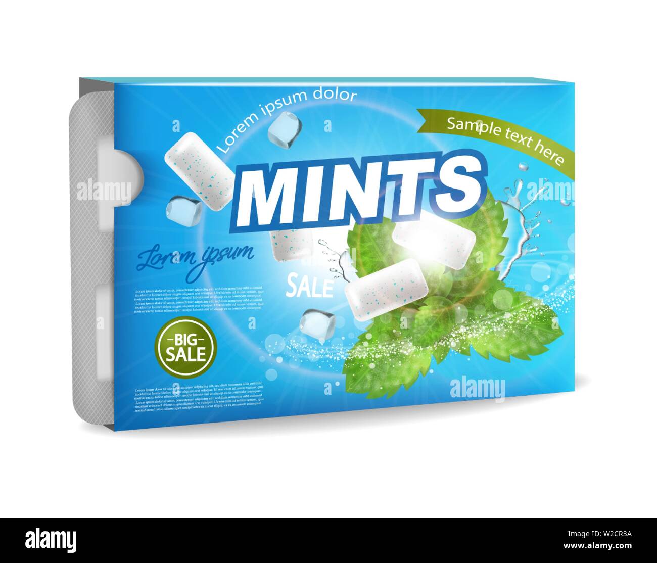 Chewing gum Vector realistic. Product placement detailed label design
