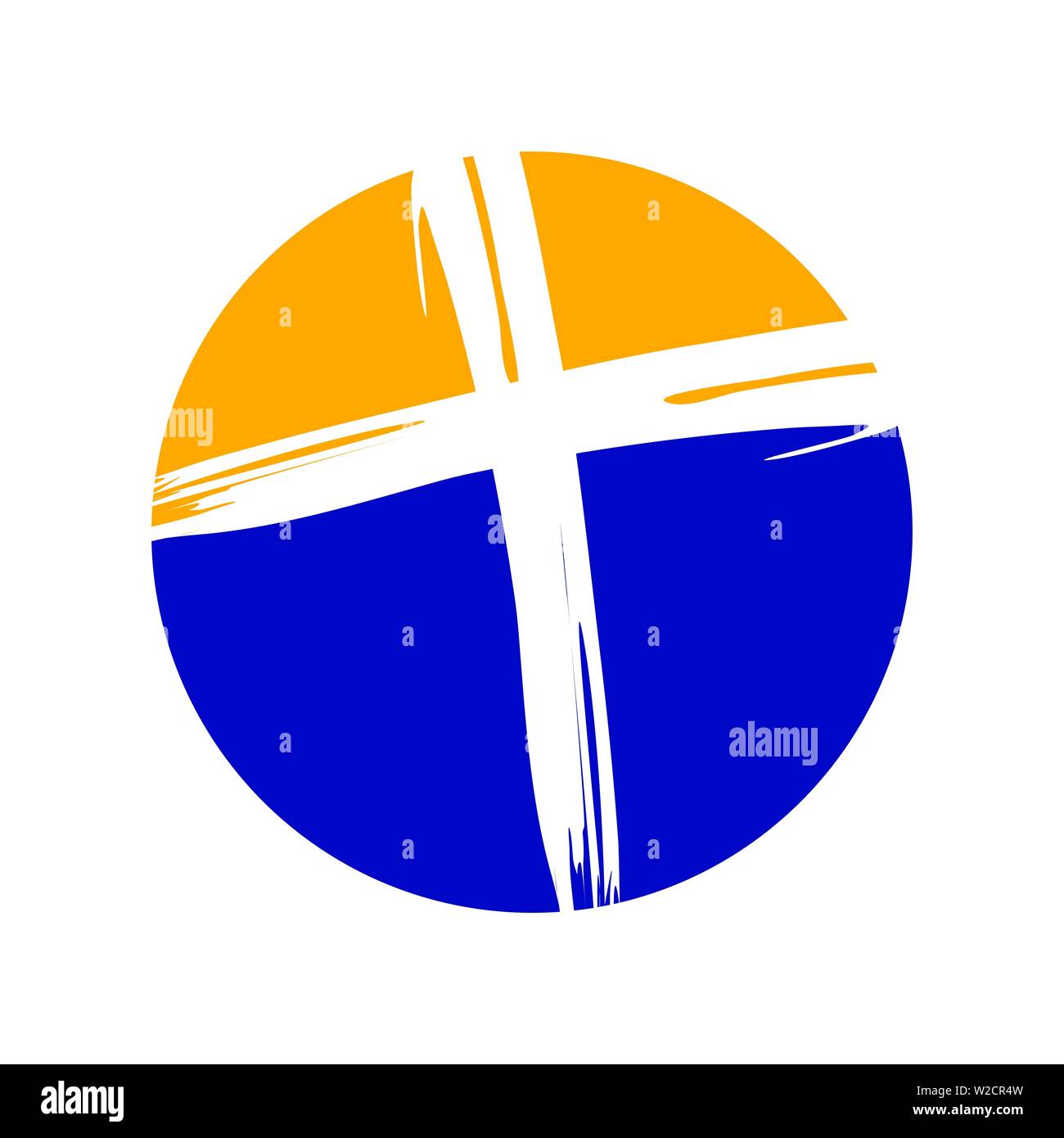 Crucifix Cross Brush Circle Vector Symbol Graphic Logo Design Template Stock Vector