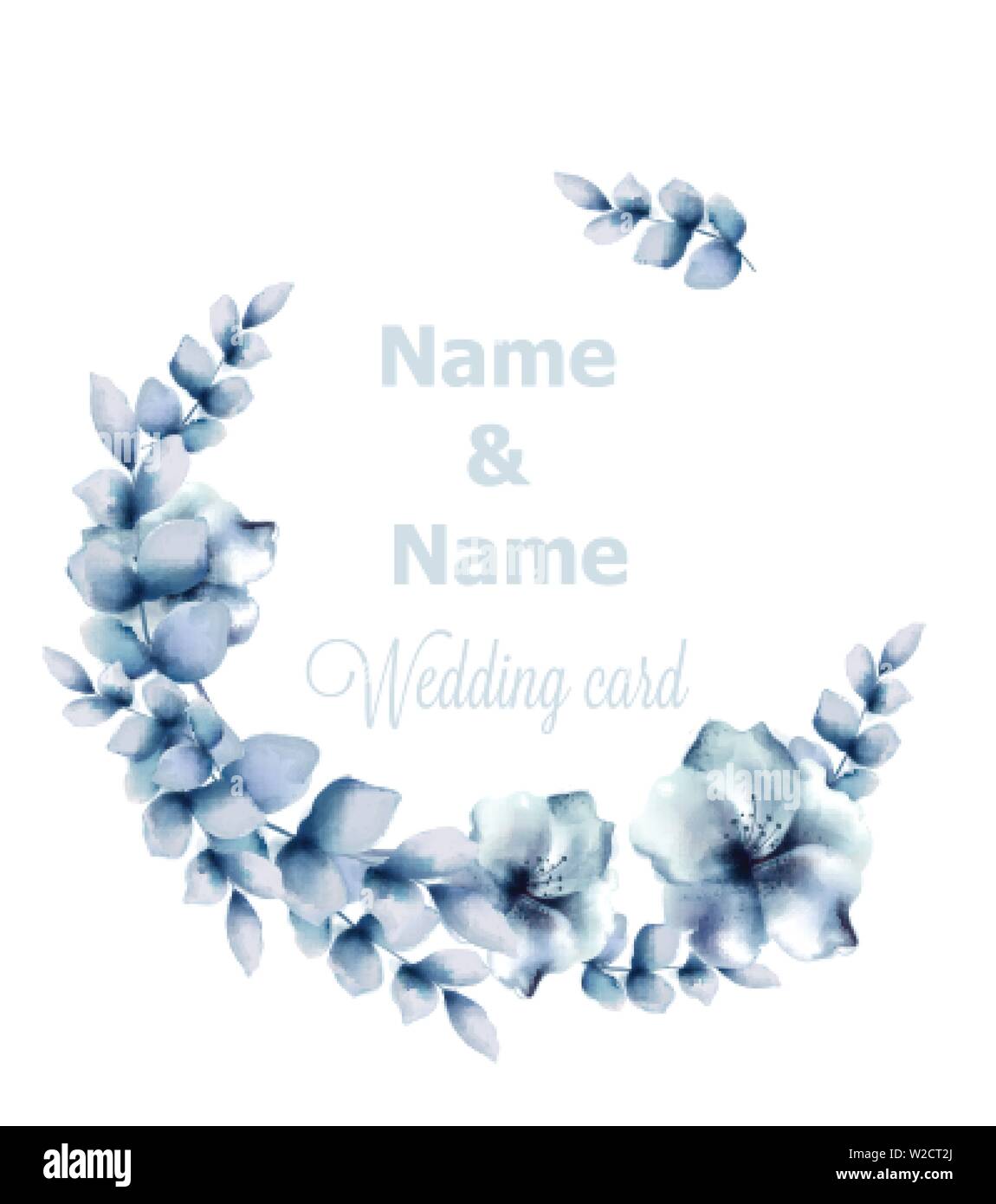 Blue Flowers Frame Vector Watercolor Floral Wreath Retro Vintage Card Stock Vector Image Art Alamy