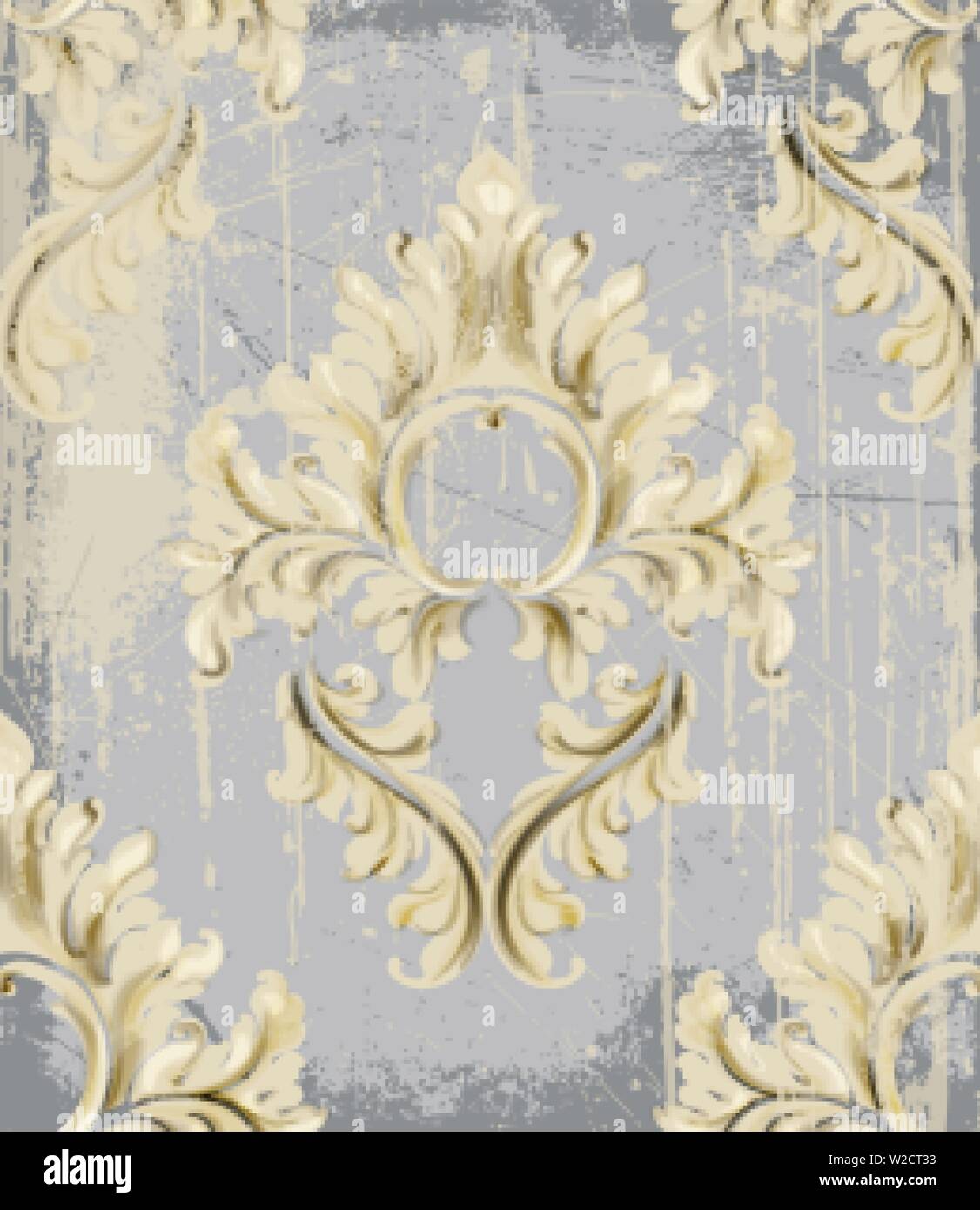 Vintage Ornament pattern Vector. Baroque rococo texture luxury design. Royal textile decor. Old painted background Stock Vector