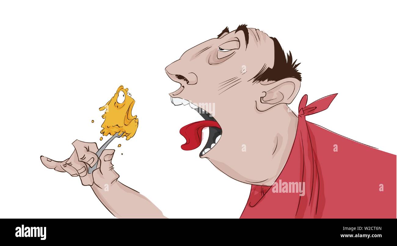 Man eating funny cartoon Vector. Chubby man holding a fork with food Stock Vector Image & Art - Alamy Man eating funny cartoon Vector. Chubby man holding a fork with food Stock Vector Image & Art - Alamy