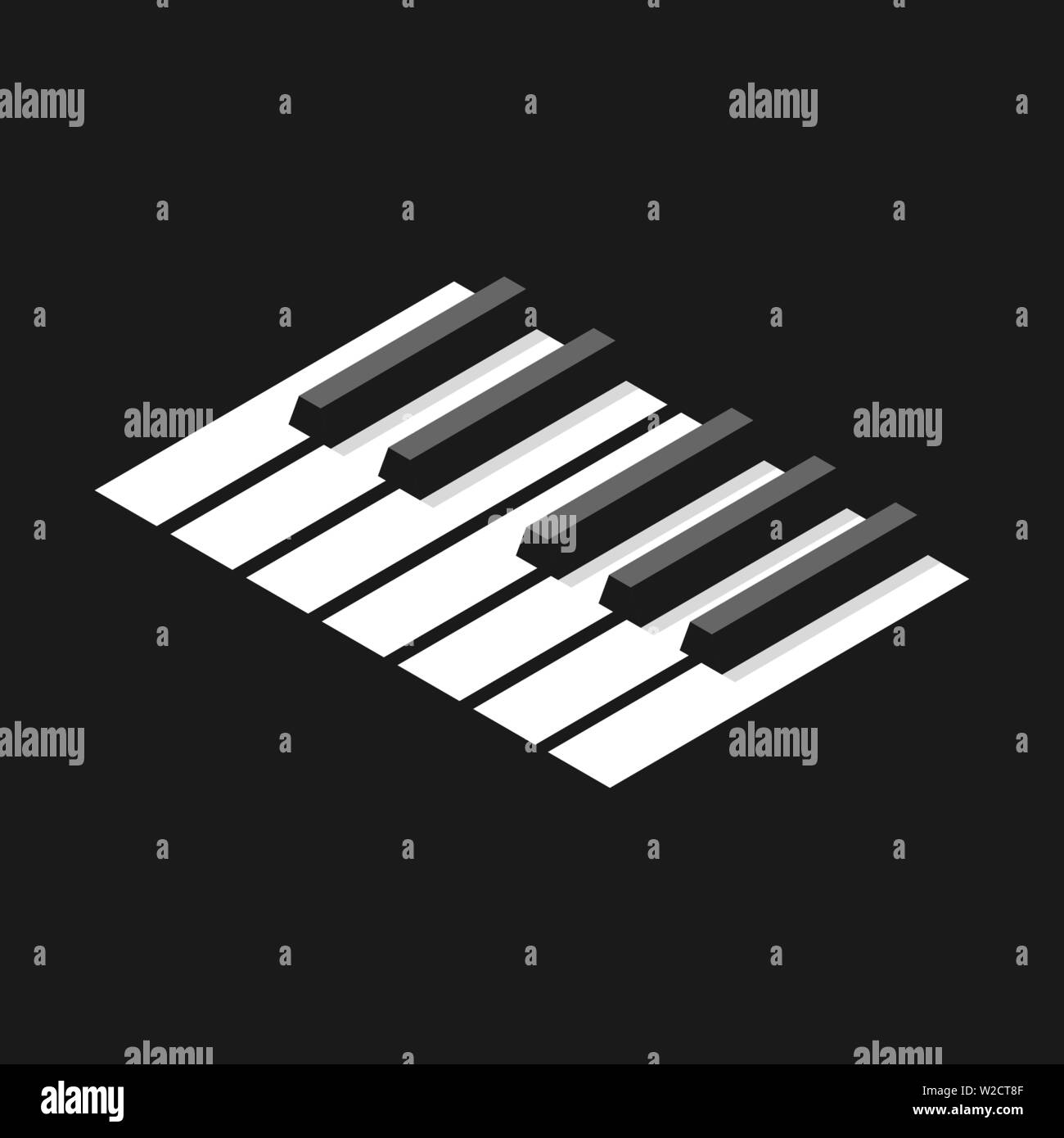 Keyboard piano in an octave for icons or logo. Isometric style image
