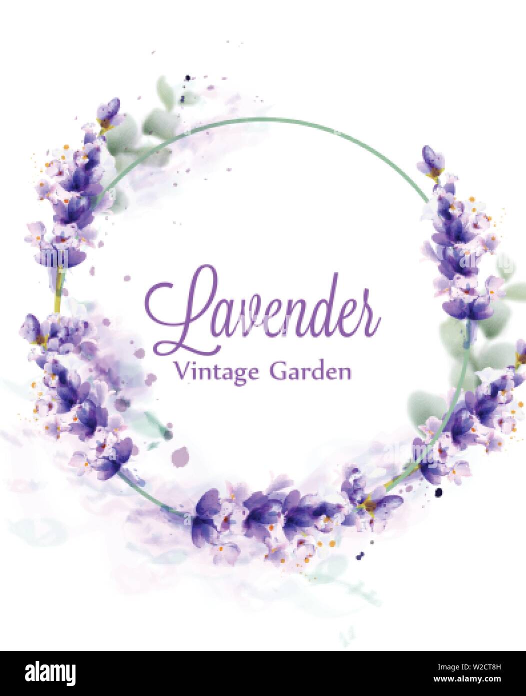 Lavender watercolor wreath Vector. Delicate floral bouquet frame ...