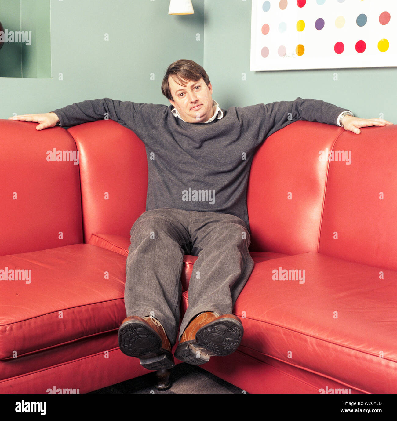 Portrait of English comedian David Mitchell photographed at the Groucho