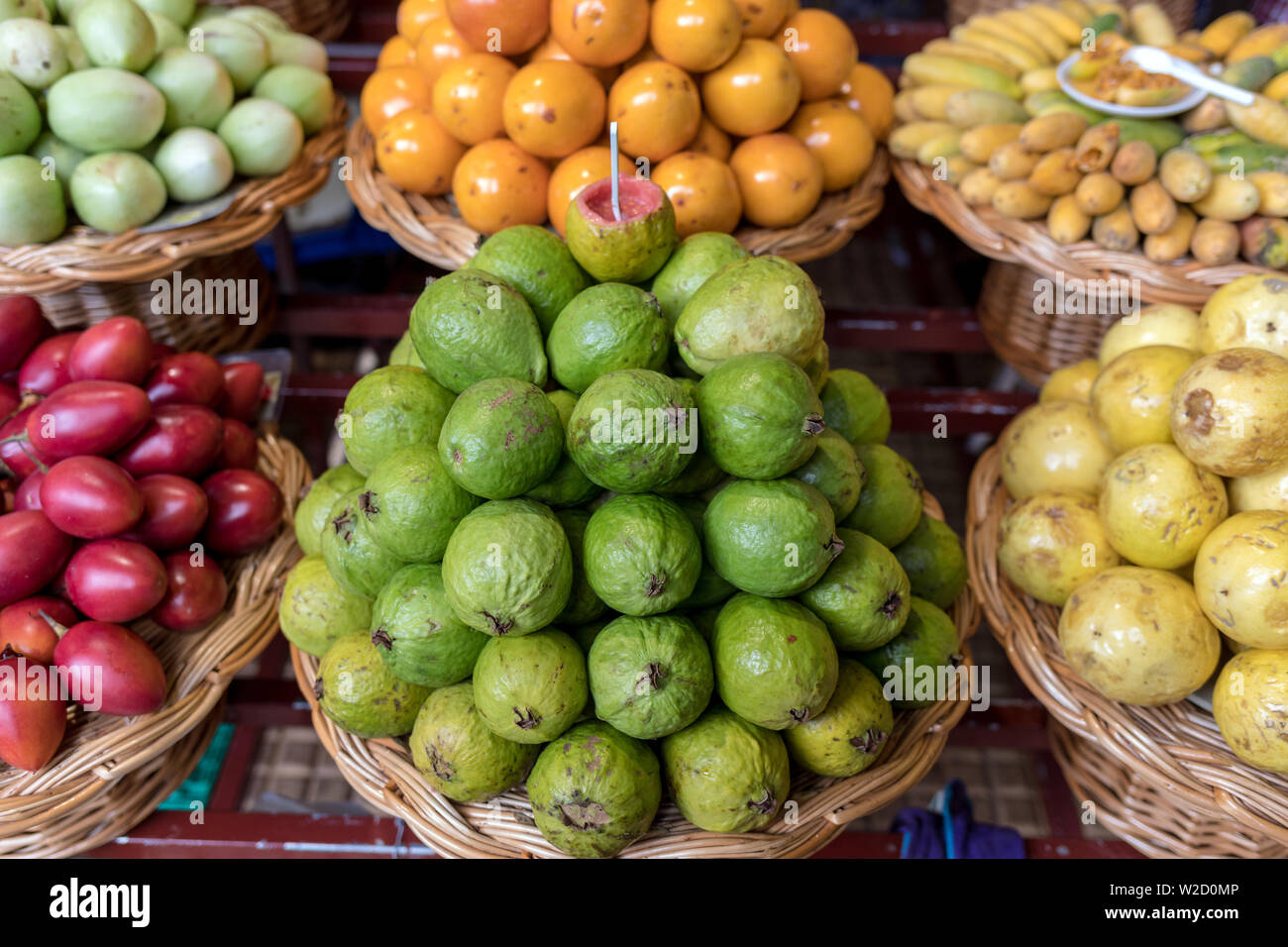 Fresh exotic fruits in Mercado Dos Lavradores. Funchal, Madeira