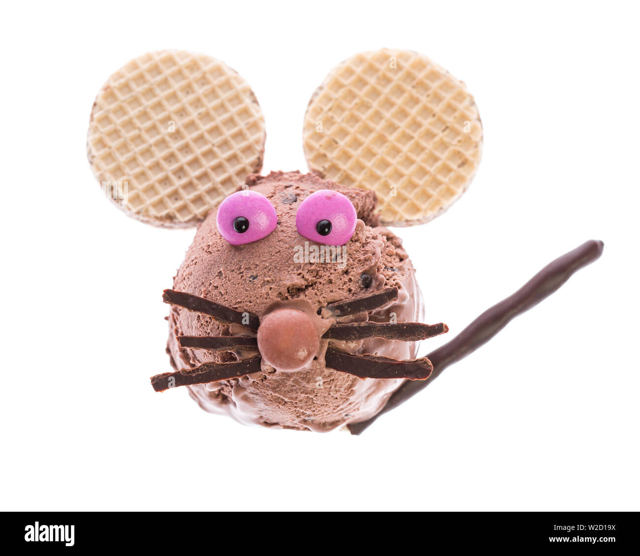ice cream sundae: the funny ice cream mouse isolated on white background Stock Photo