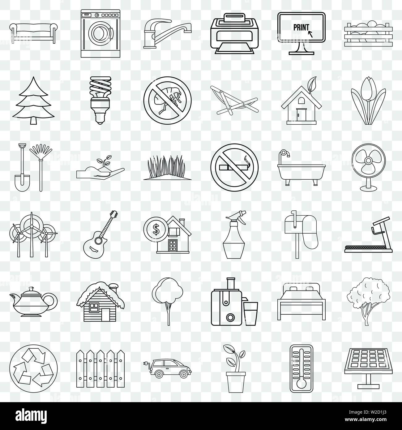 Plug icons set, outline style Stock Vector Image & Art - Alamy
