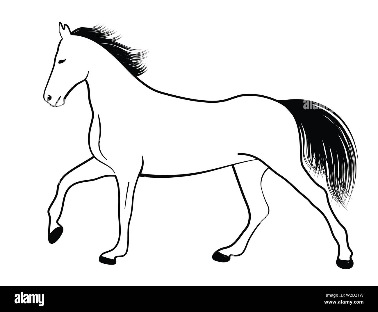 horse line art illustration - vector Stock Vector