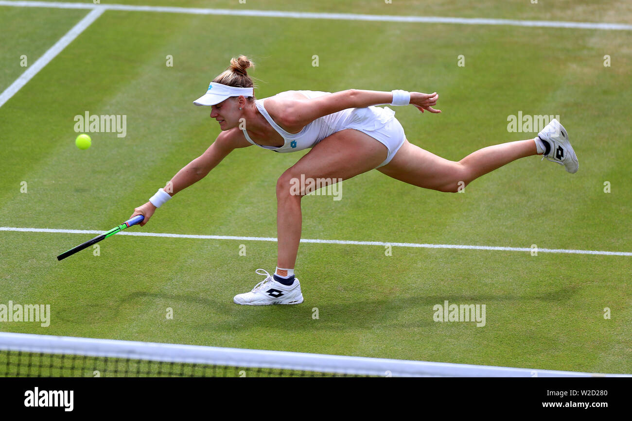 Alison Riske in action on day seven of the Wimbledon Championships at ...