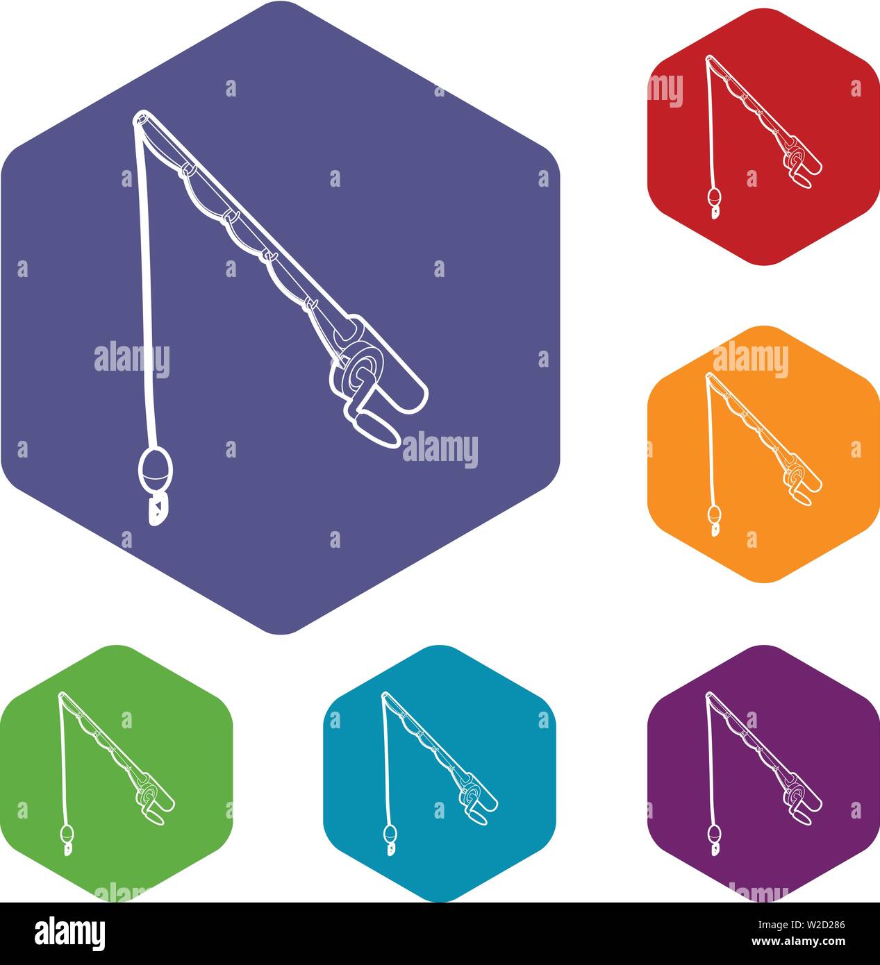 Fishing rod icons vector hexahedron Stock Vector