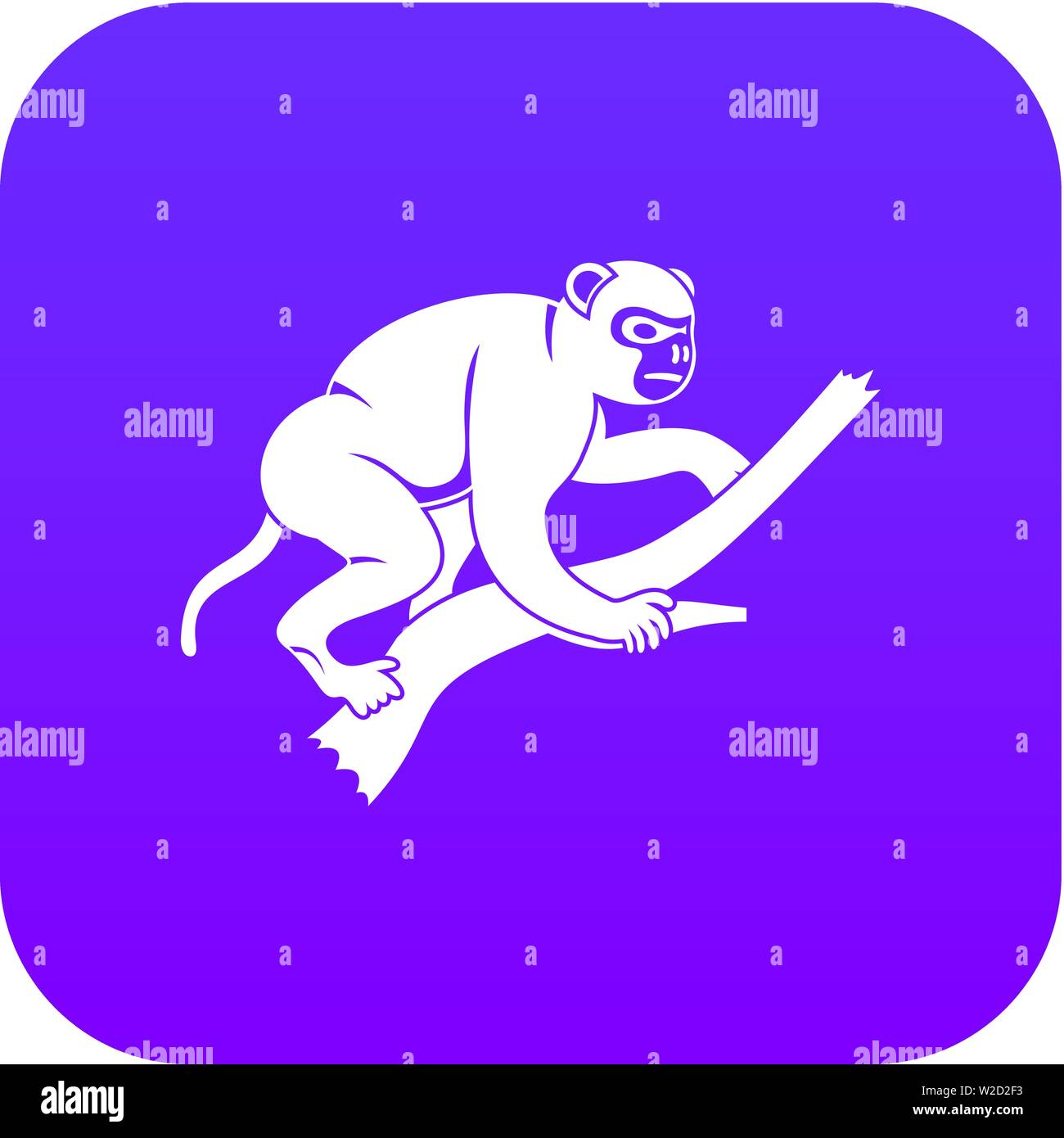 Monkey is climbing up on a tree icon digital purple Stock Vector Image ...
