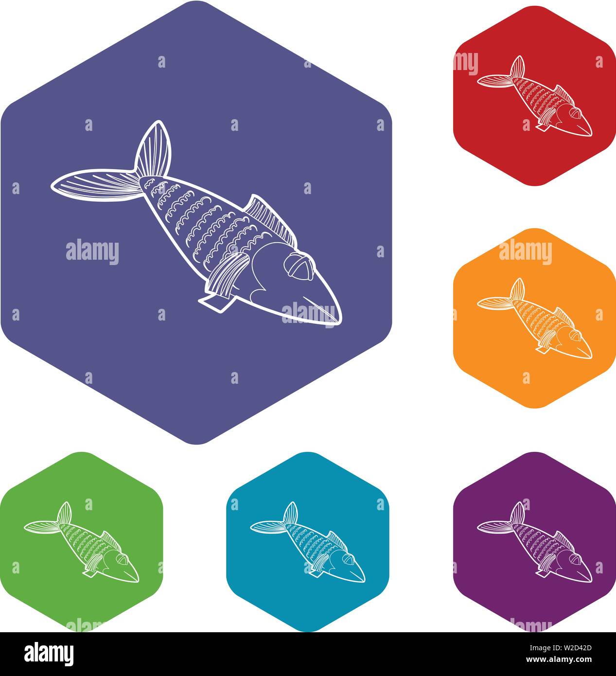 Fish icons vector hexahedron Stock Vector