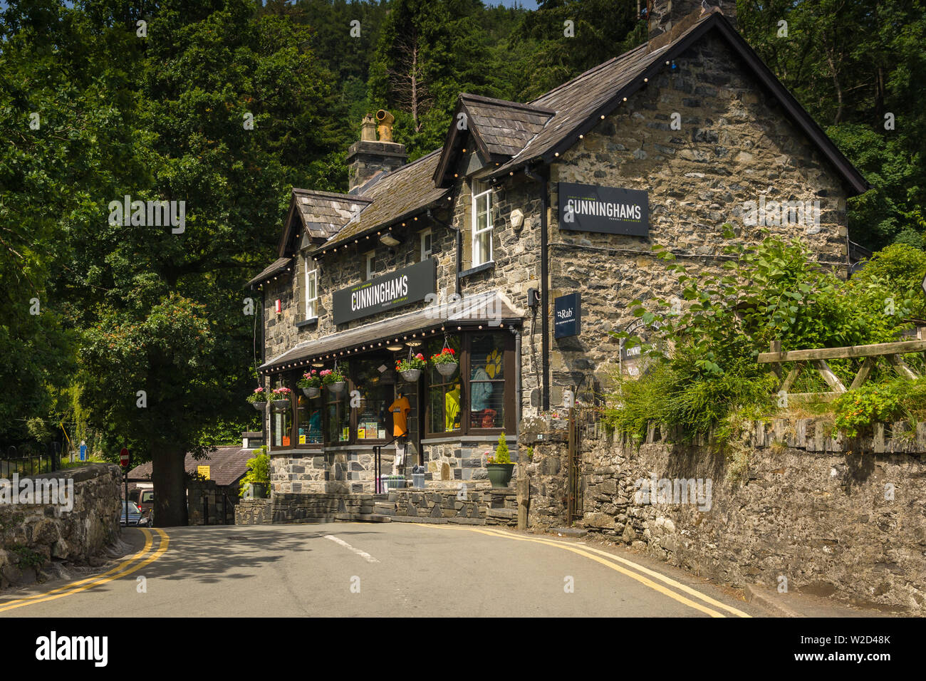 Cunninghams outdoor clothing and equipment shop in Betws y Coed a retail store supplying climbing camping and outdoor clothing and equipment Stock Photo