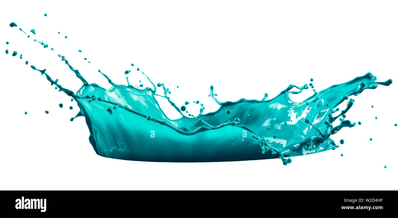 light blue paint is sprayed isolated on a white background Stock Photo ...