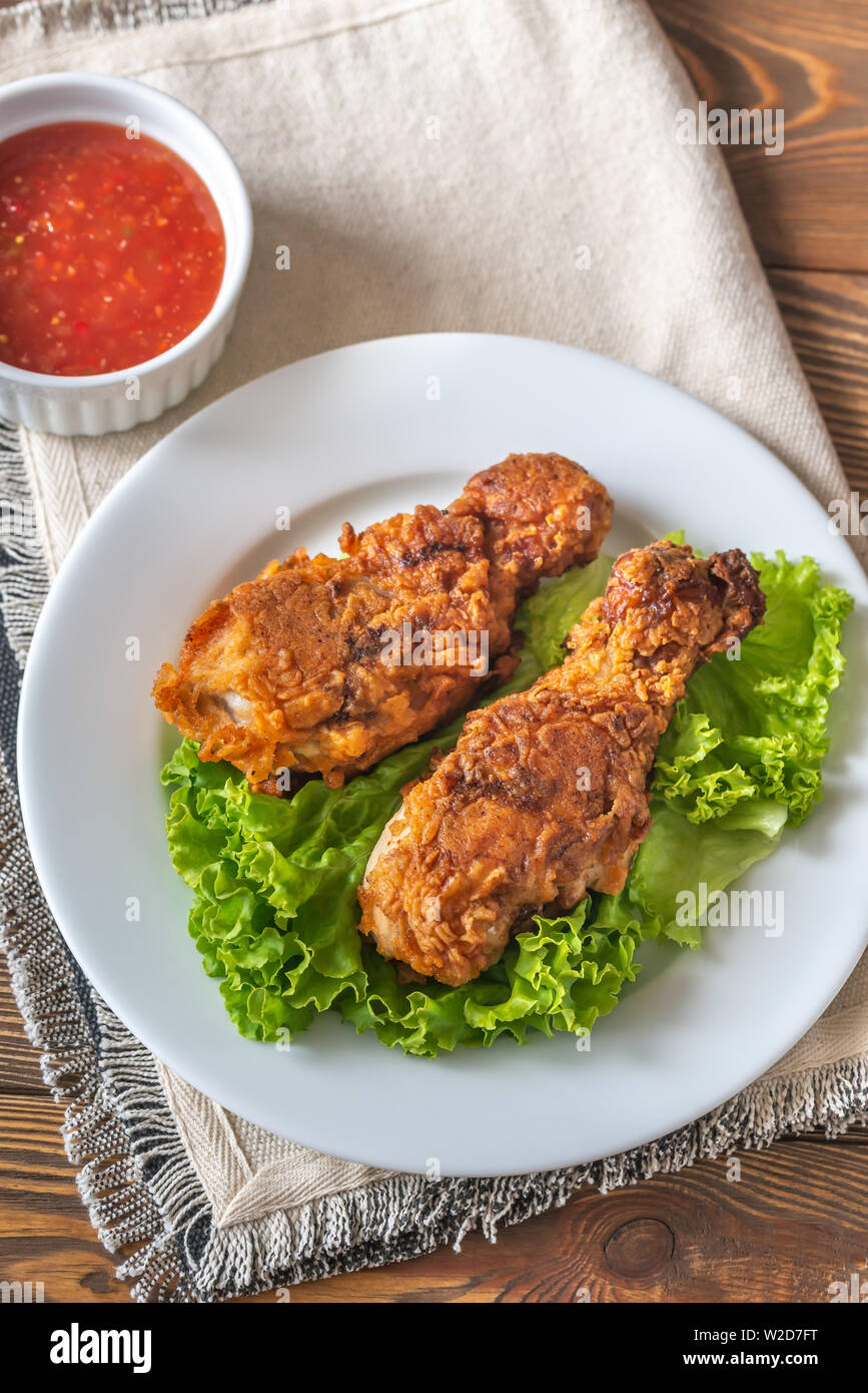 Buttermilk Fried Chicken Drumsticks Closeup Stock Photo Alamy