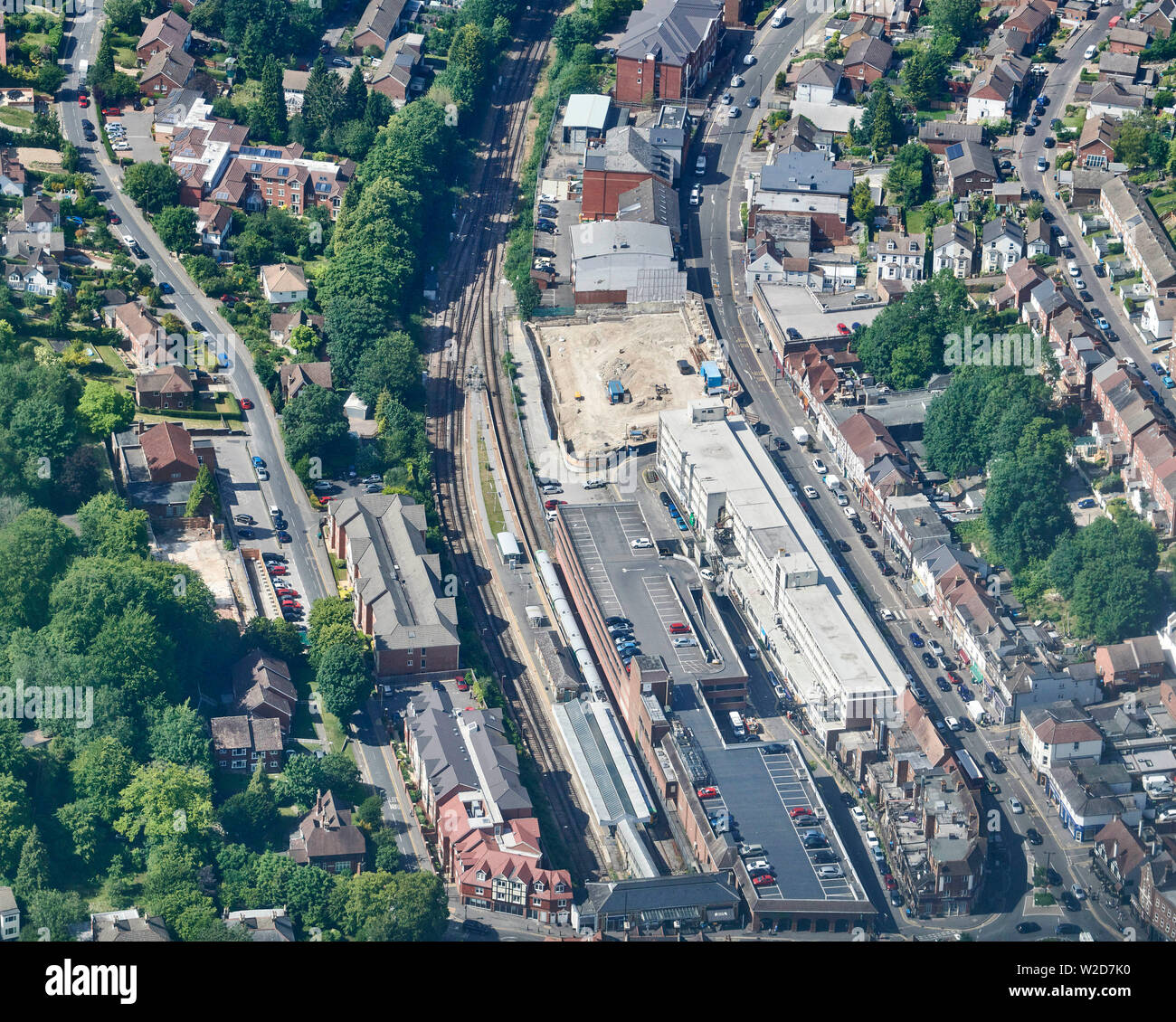 Surrey town of Caterham, from the air, South East England, UK Stock Photo