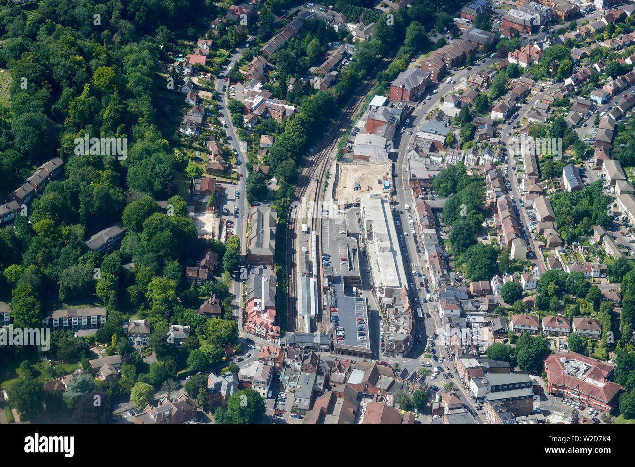 Surrey town of Caterham, from the air, South East England, UK Stock Photo