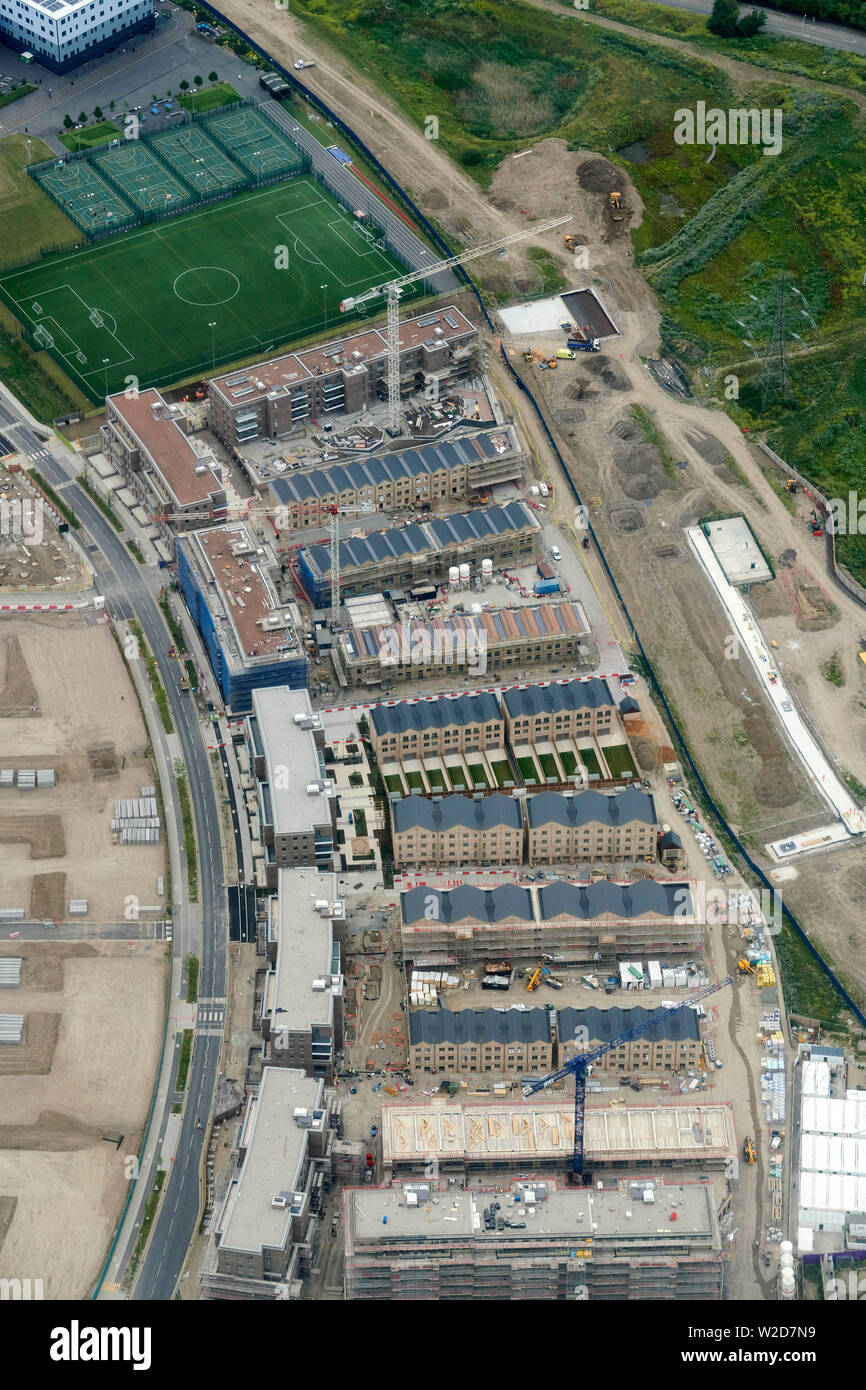 An overhead view of new development under construction, east end of London, UK Stock Photo