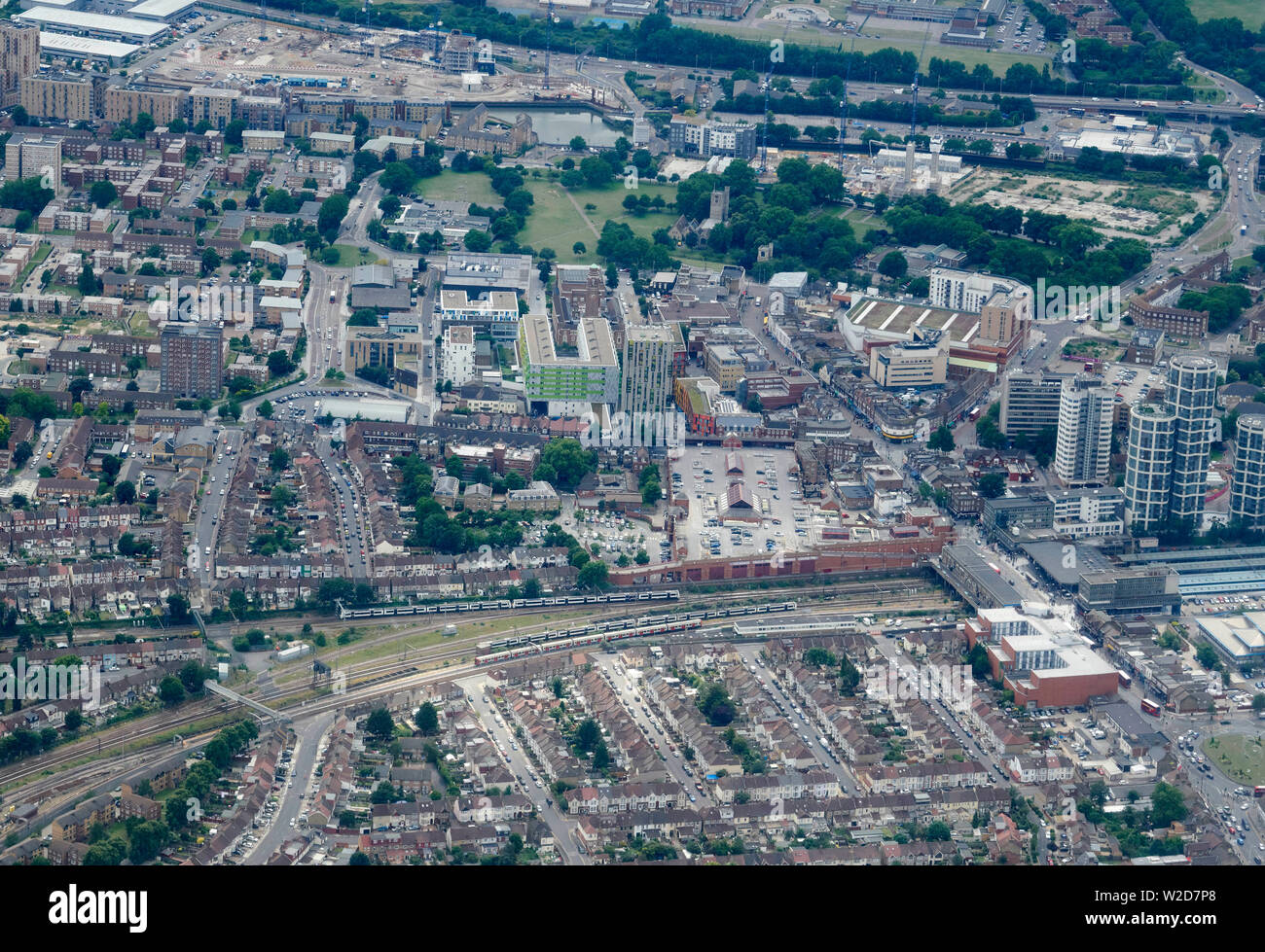 A high level view of Barking, East London, UK Stock Photo