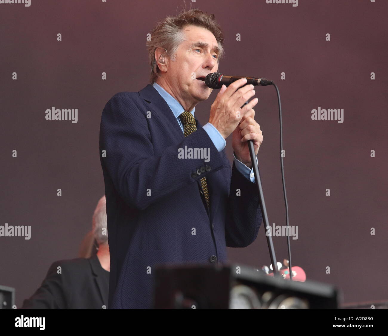 Bryan Ferry performs live on stage at the Hyde Park during the 3rd day of a British Summertime festival in London. Stock Photo