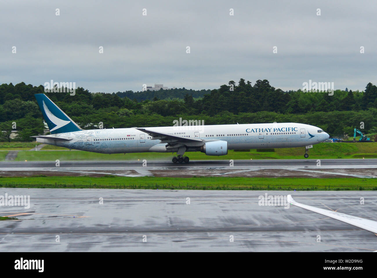 Tokyo, Japan - Jul 3, 2019. B-HNK Cathay Pacific Boeing 777-300
