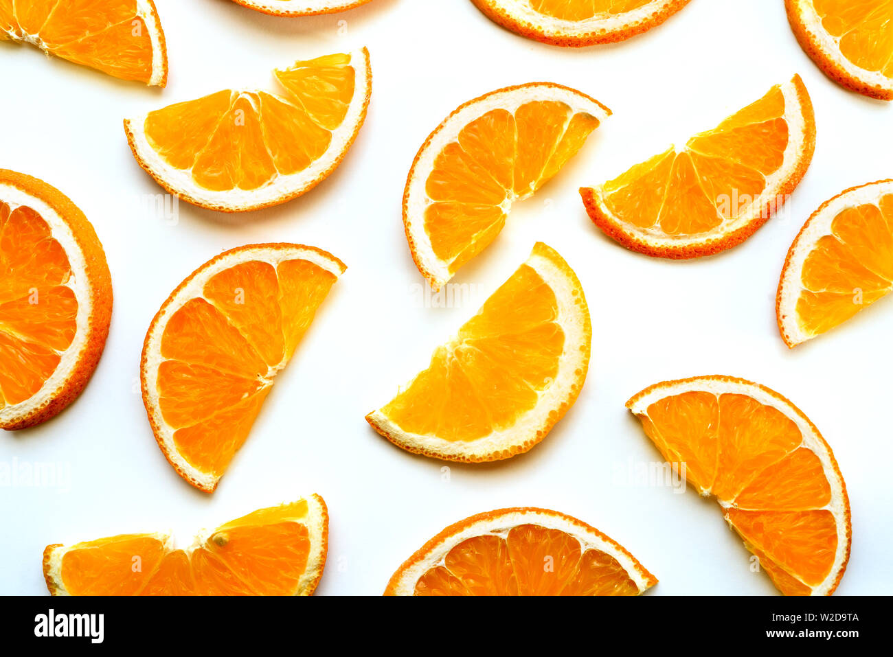 Orange fruit slices isolated on the white background Stock Photo