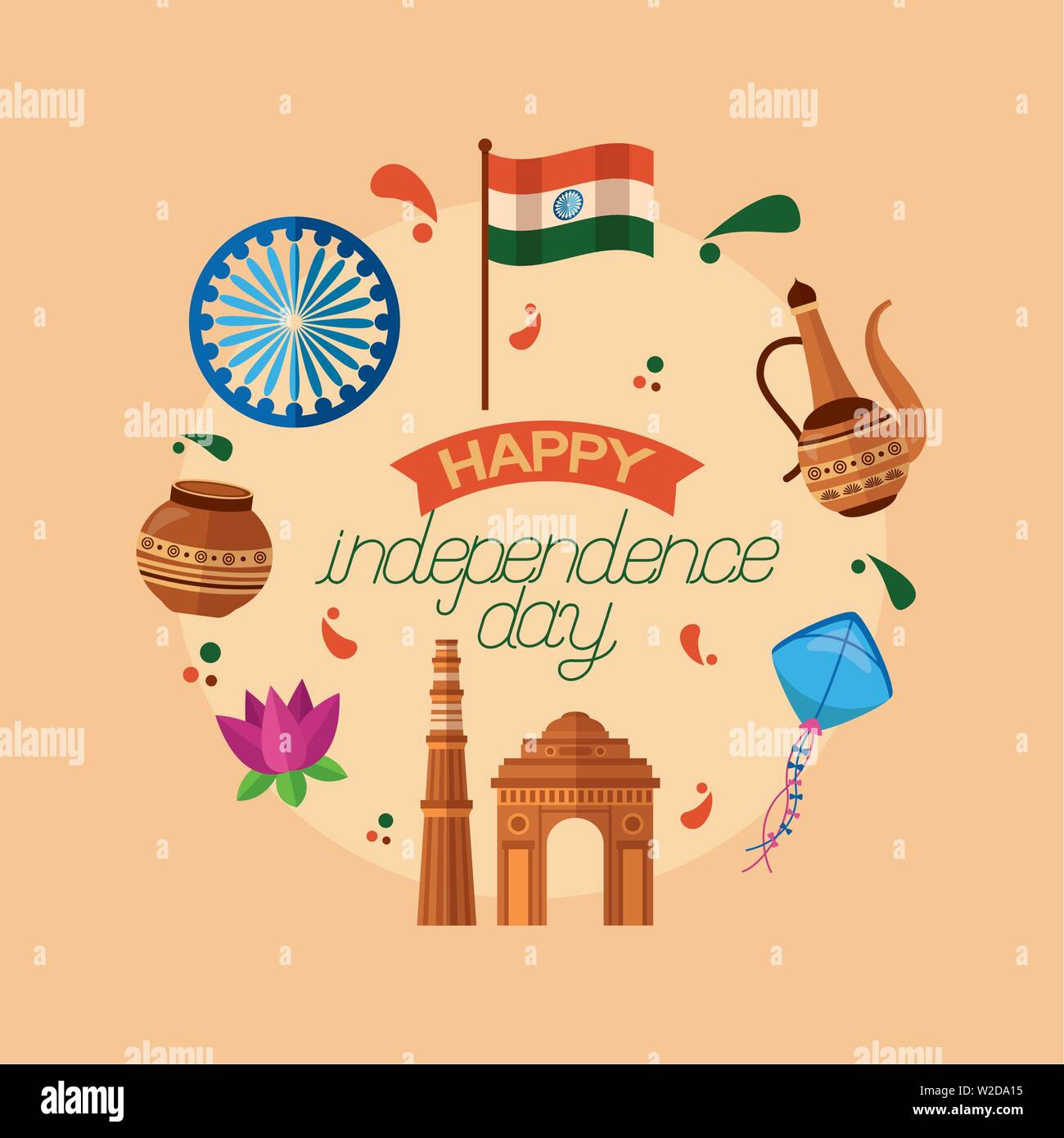 happy independence day india flat design Stock Vector Image & Art - Alamy
