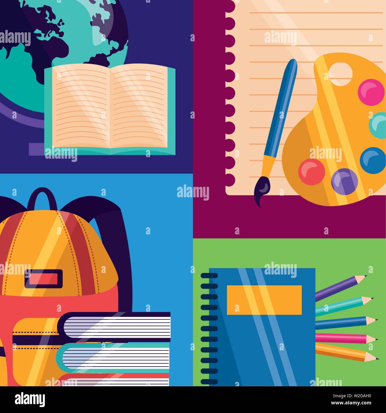 back to school supplies flat design Stock Vector Image & Art - Alamy