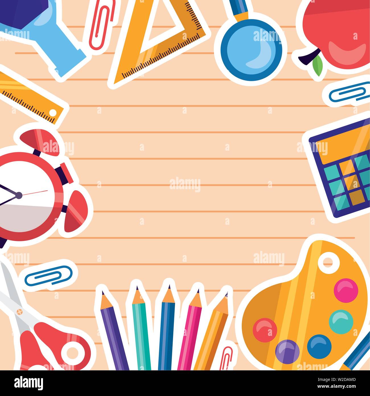 back to school supplies flat design Stock Vector Image & Art - Alamy