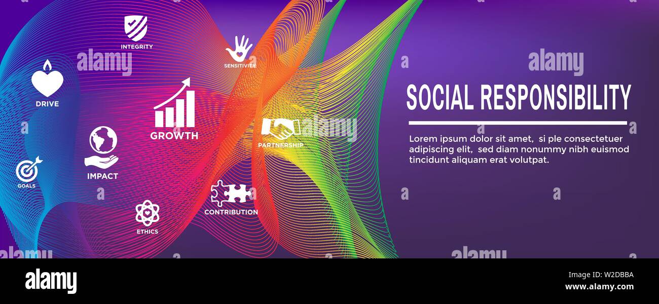 CSR-Corporate Social Responsibility Outline Icon Set and Web Header ...