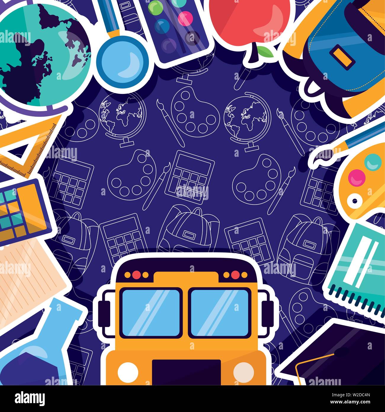 back to school supplies flat design Stock Vector Image & Art - Alamy
