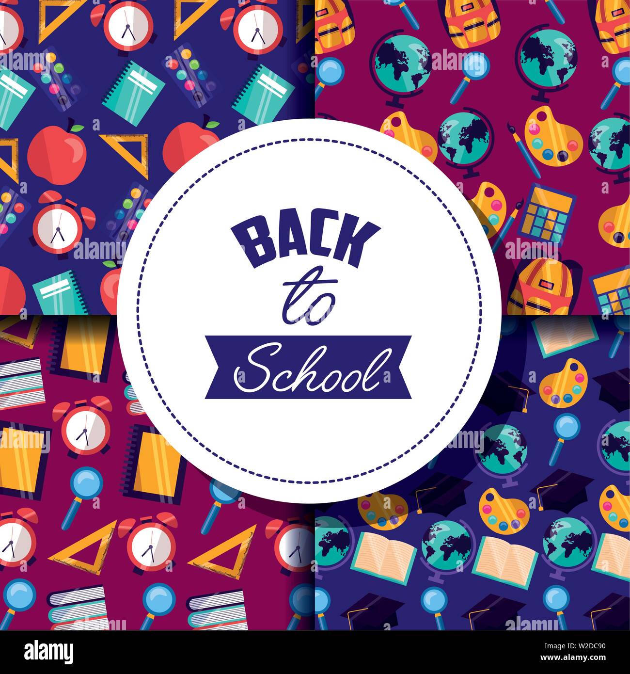 back to school supplies flat design Stock Vector Image & Art - Alamy