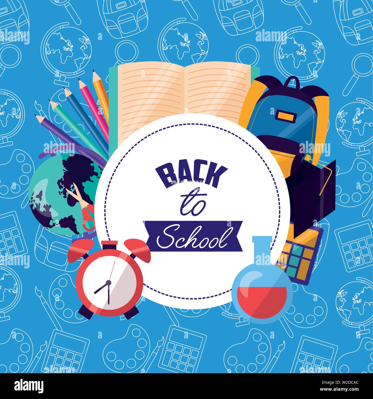 back to school supplies flat design Stock Vector Image & Art - Alamy