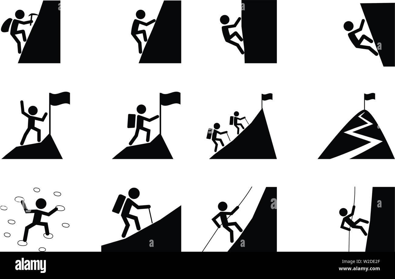 Set of Hiking and climbing icon, vector art design Stock Vector Image