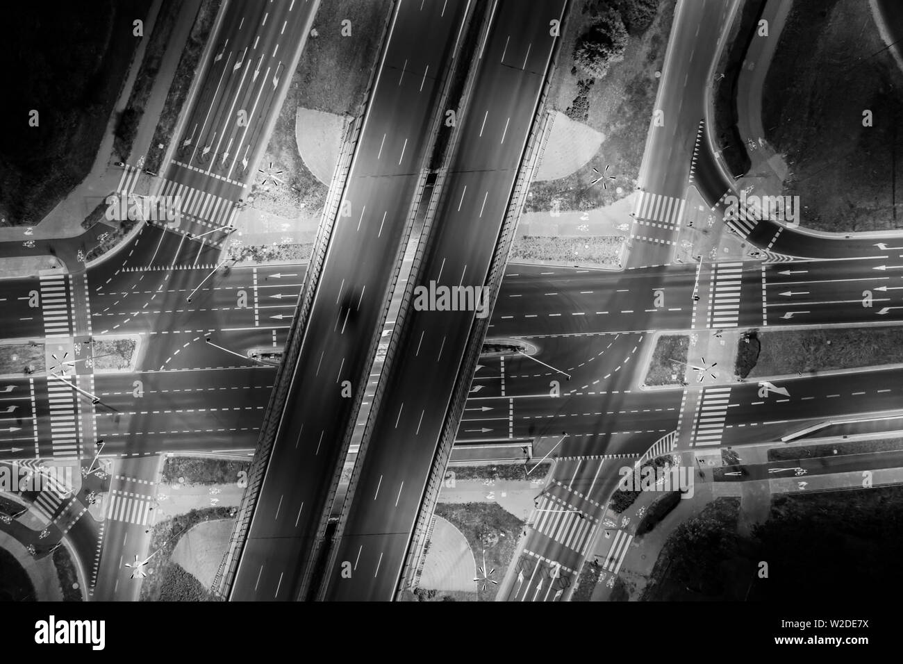 Road beautiful Aerial View of Busy Intersection , top view , Europe at ...