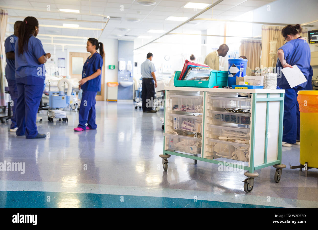 Drugs trolley in an nhs hospital ward hires stock photography and