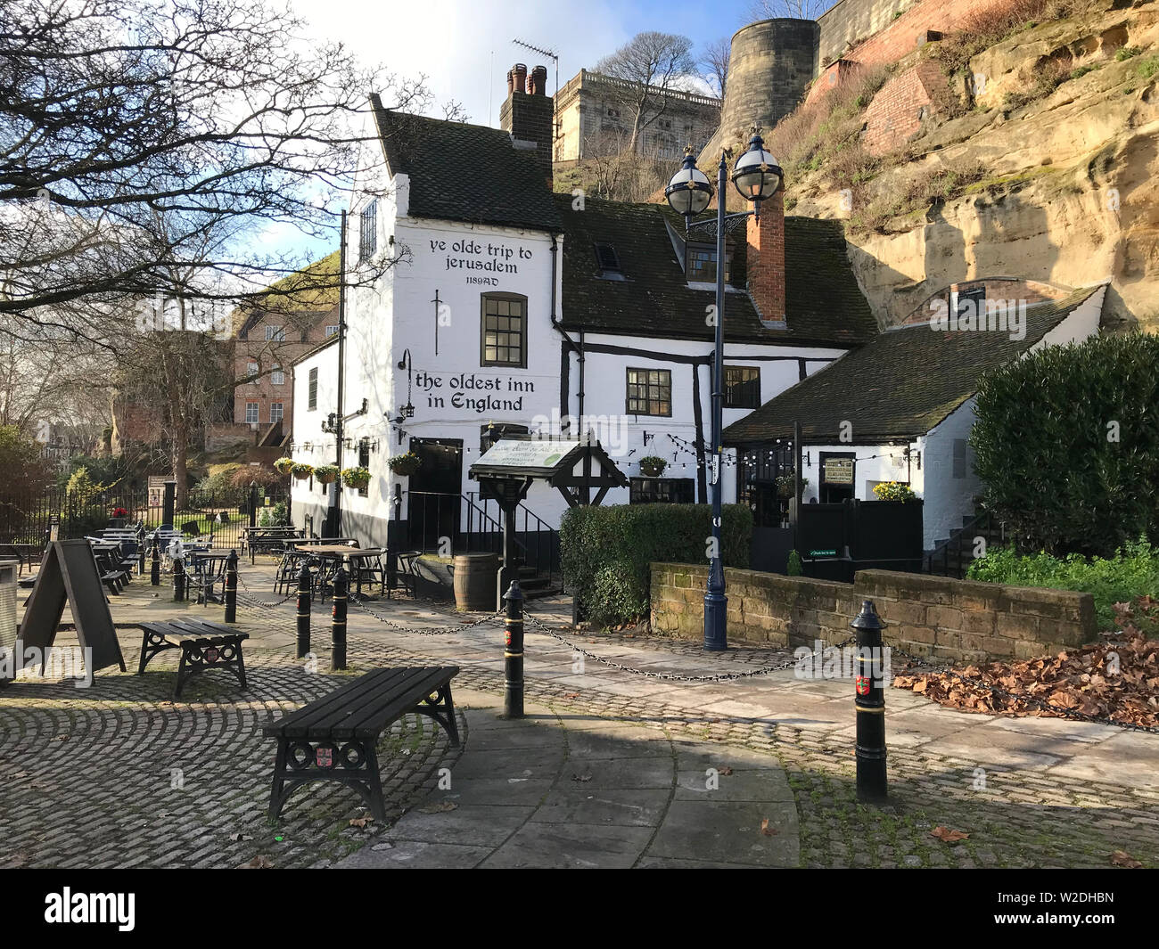 Ye Olde Trip To Jerusalem Pub in Nottingham, England Stock Photo